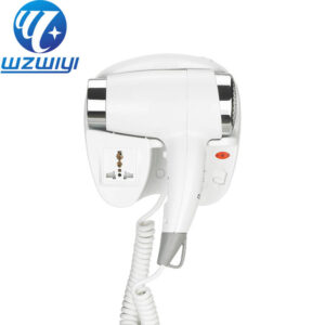 white ABS plastic wall-mounted hair dryer, model H-714C, 1400W-1600W, 2 heat settings