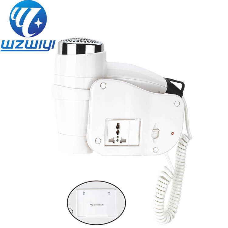 H-715E-2 wall-mounted hair dryer, 1400W-1600W, 2 heat settings, 110V-220V, ABS plastic
