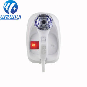 white ABS plastic wall-mounted hair dryer, model H-720B, 1200W, 3 heat settings with cool air