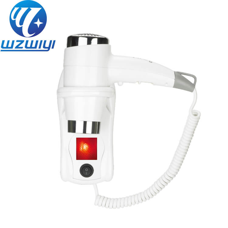 H-721D 1400W-1600W guest room hair dryer, 2 heat settings, wall-mounted, white ABS plastic body