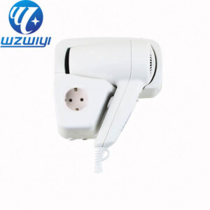 white ABS plastic wall-mounted hair dryer, model H-729AR-EP, 1200W, 2 heat settings