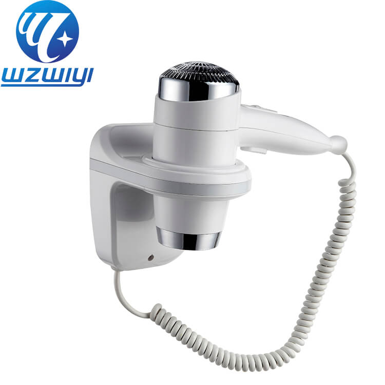 white ABS plastic bathroom hair dryer unit H-732A, 1600W, wall-mounted design, 3 heat settings with cool air