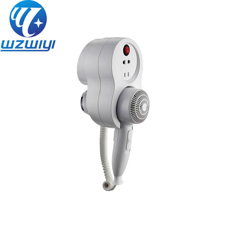 H-734A wall-mounted hair dryer, white ABS plastic, 1600W, 3 heat settings with cool air