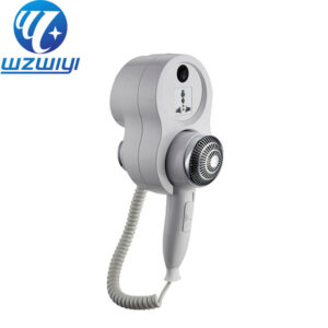 white ABS plastic wall-mounted hair dryer, model H-734D, 1600W, 3 heat settings with cool air