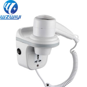compact wall-mount hair dryer H-735C, 1200W, 2 heat settings, for bathrooms