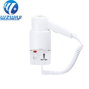 Hair dryer H-738A3 for dormitory bathrooms, 1200W, 2 heat settings, wall-mounted, white ABS plastic
