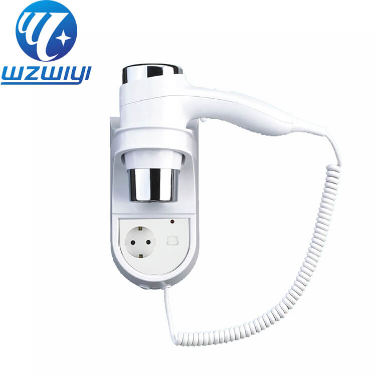 Hair dryer H-748-EP for fitness centers, 1600W, 2 heat settings, wall-mounted, white ABS plastic