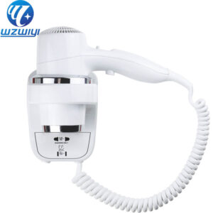 H-758B 1800W-2200W guest room hair dryer, 2 heat settings, wall-mounted, white ABS plastic body